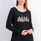 Karen Scott Women's Sparkle Holiday Graphic Shirt Black Size Large