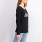 Karen Scott Women's Sparkle Holiday Graphic Shirt Black Size Large