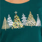 Karen Scott Women's Sparkle Holiday Graphic Shirt Green Size Medium