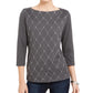 Karen Scott Women's Embellished 3/4-Sleeve Top Black Size X-Small