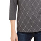 Karen Scott Women's Embellished 3/4-Sleeve Top Black Size X-Small