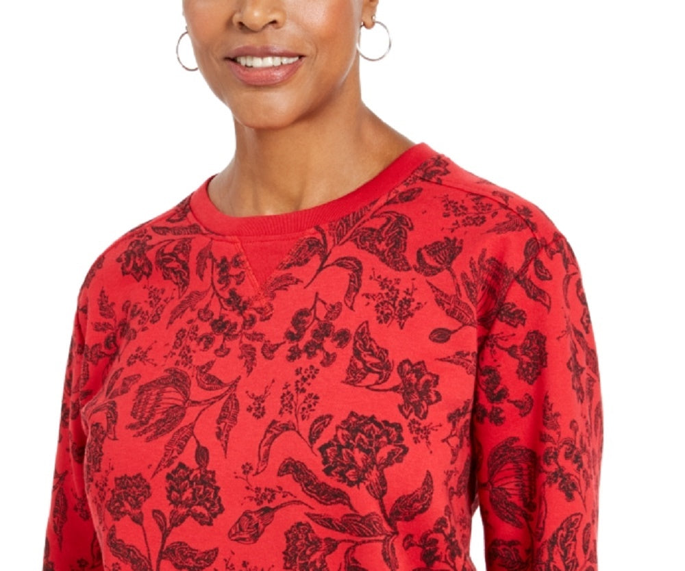 Karen Scott Women's Sport Twilight Printed Sweatshirt Red Size X-Small