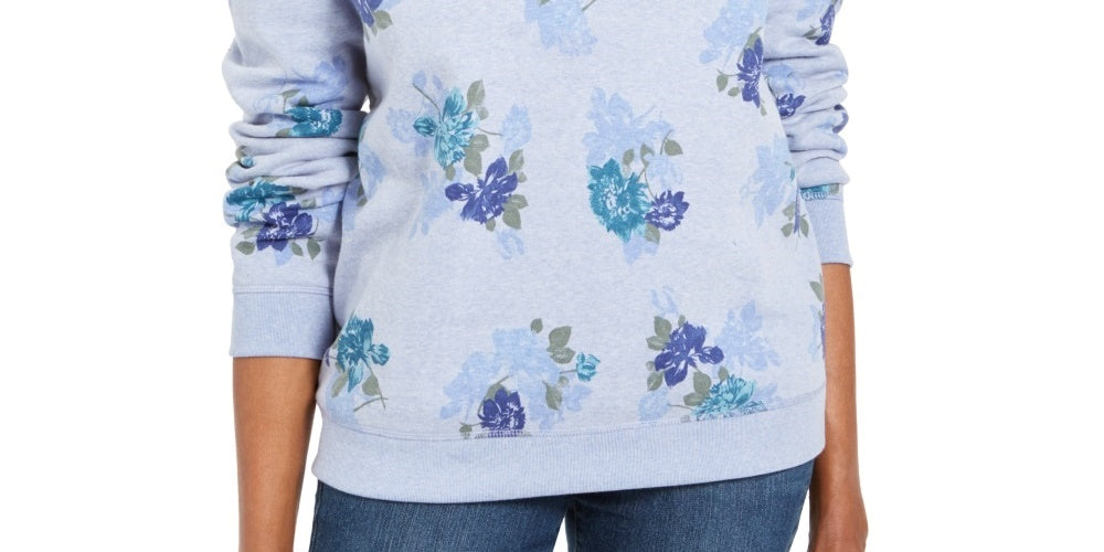 Karen Scott Women's Floral-Print Sweatshirt Blue Size Small