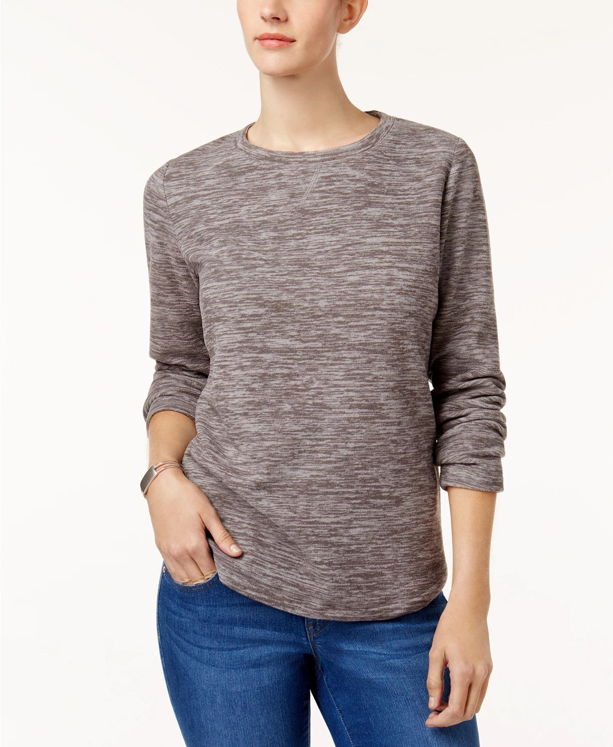 Karen Scott Women's Sport Space-Dye Microfleece Top Blue Size Extra Large