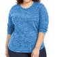 Karen Scott Women's Marled Microfleece Top Navy Size 1X