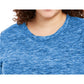 Karen Scott Women's Marled Microfleece Top Navy Size 1X