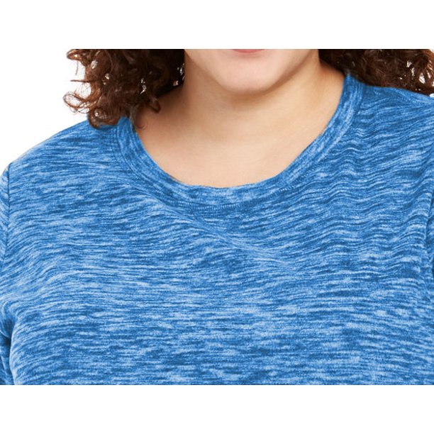 Karen Scott Women's Marled Microfleece Top Navy Size 1X