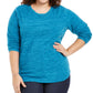 Karen Scott Women's Plus Marled Microfleece Top Blue Size 0X
