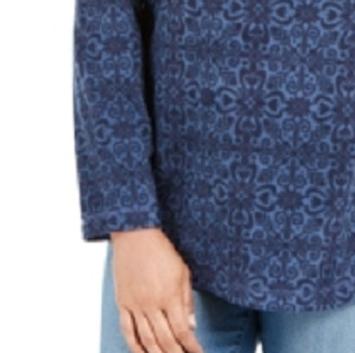 Karen Scott Women's Sport Printed Microfleece Top Blue Size X-Small