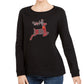 Karen Scott Women's Black Printed Long Sleeve Crew Neck T-Shirt Top Black Size Medium