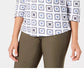 Charter Club Women's 3/4-Sleeve Printed Top White Size Petite Small
