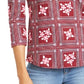 Charter Club Women's Printed 3/4-Sleeve Cotton Top Red Size Petite Small