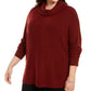 Style & Co Women's Mixed-Stitch Ribbed Turtleneck Tunic Sweater Wine Size X-Small