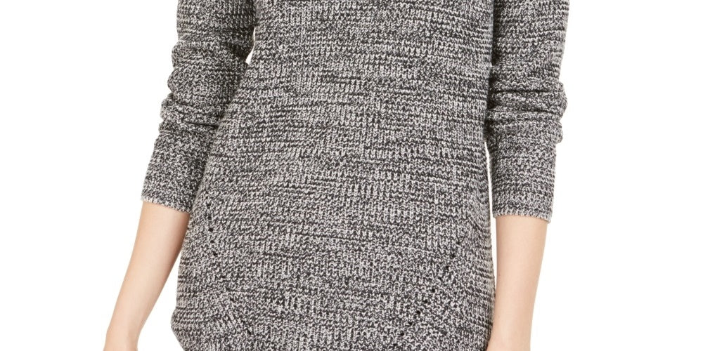 Style & Co Women's Sweater Pointelle Knit Pullover Black Size Medium