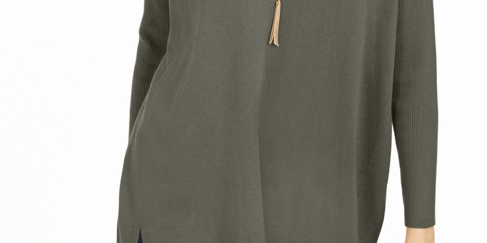 Style & Co Women's V-Neck Tunic Sweater Green Size X- Small