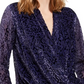 Alfani Women's Printed Burnout Surplice Top Purple Size Medium