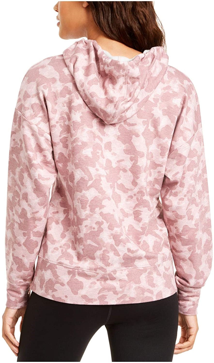 Ideology Women's Zip-Hem Shimmer Hoodie Pink Size Large