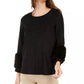 Alfani Women's Faux-Suede & Faux-Fur Top Black Size Medium