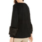 Alfani Women's Faux-Suede & Faux-Fur Top Black Size Medium