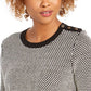 Charter Club Women's Textured Contrast Trim Sweater Black Size XX-Large