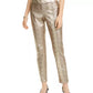 Alfani Women's Tummy-Control Metallic Python-Print Trousers Brown Size 6