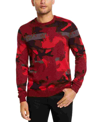 Alfani Men's Abstract Jacquard Crewneck Sweater Red Size XX-Large