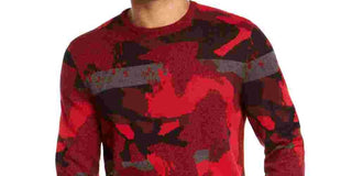 Alfani Men's Abstract Jacquard Crewneck Sweater Red Size XX-Large