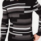 Alfani Men's Textured Striped V Neck Sweater Black Size Large