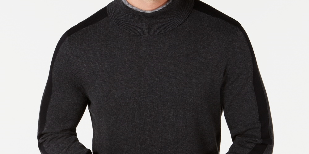 Alfani Men's Color blocked Turtleneck Black Size XX-Large