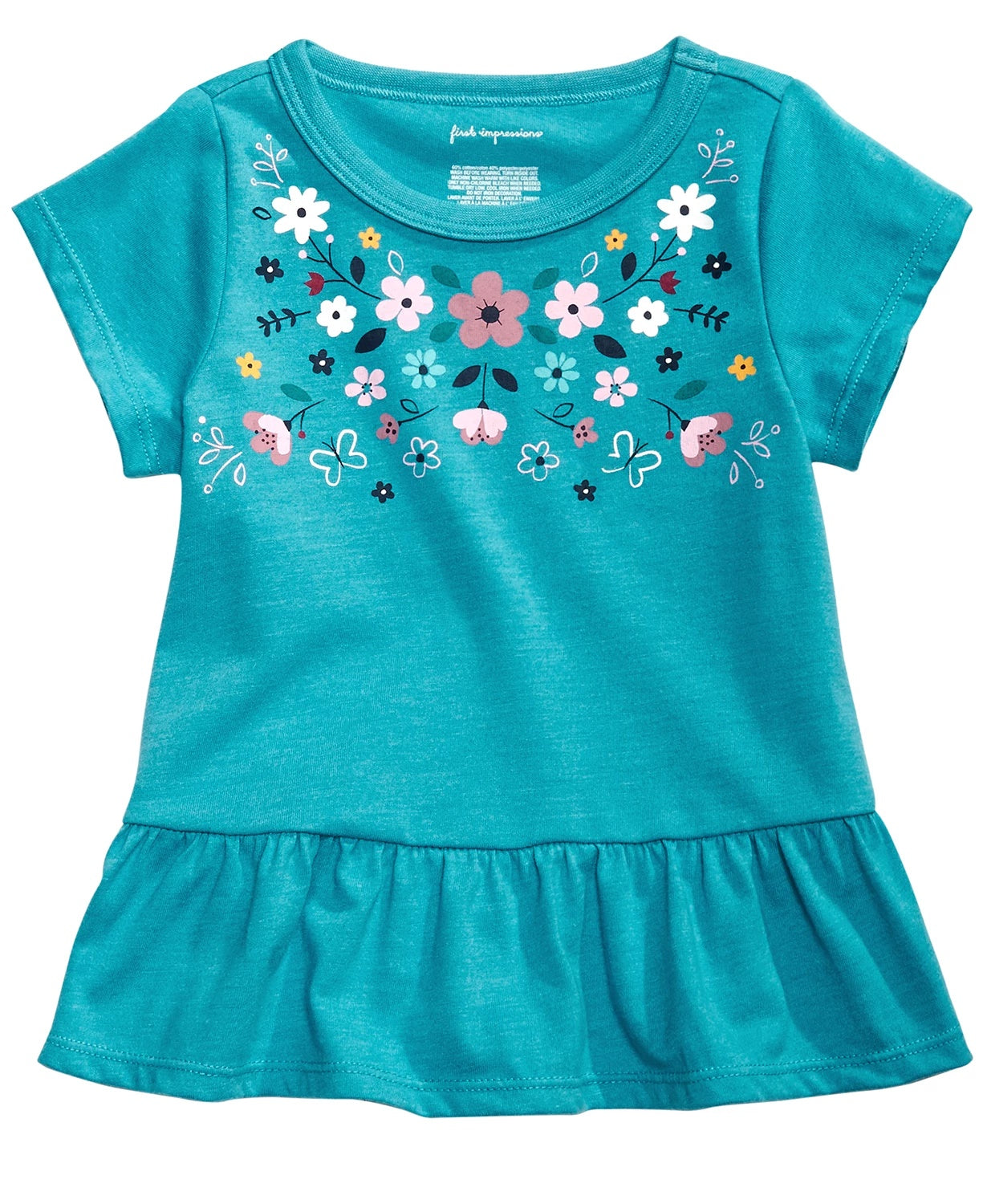 First Impressions Baby Girl's Cotton Floral-Print Tunic Blue Size 18 Months