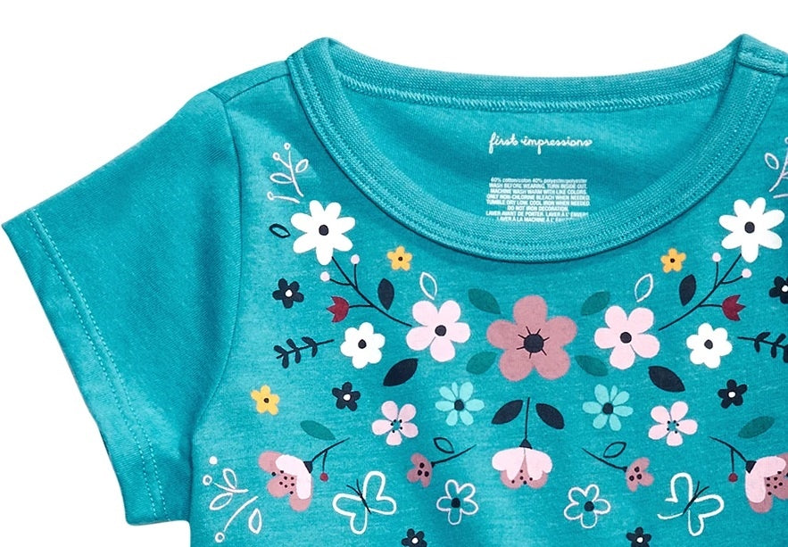 First Impressions Baby Girl's Cotton Floral-Print Tunic Blue Size 18 Months
