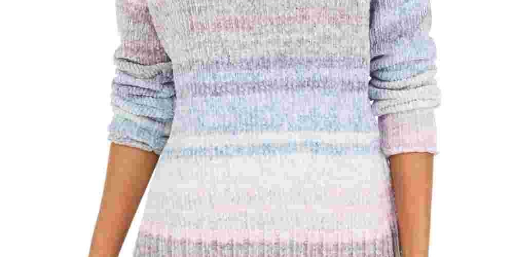 Style & Co Women's Block Long Sleeve Sweater Size Blue Multi Size Petite Medium