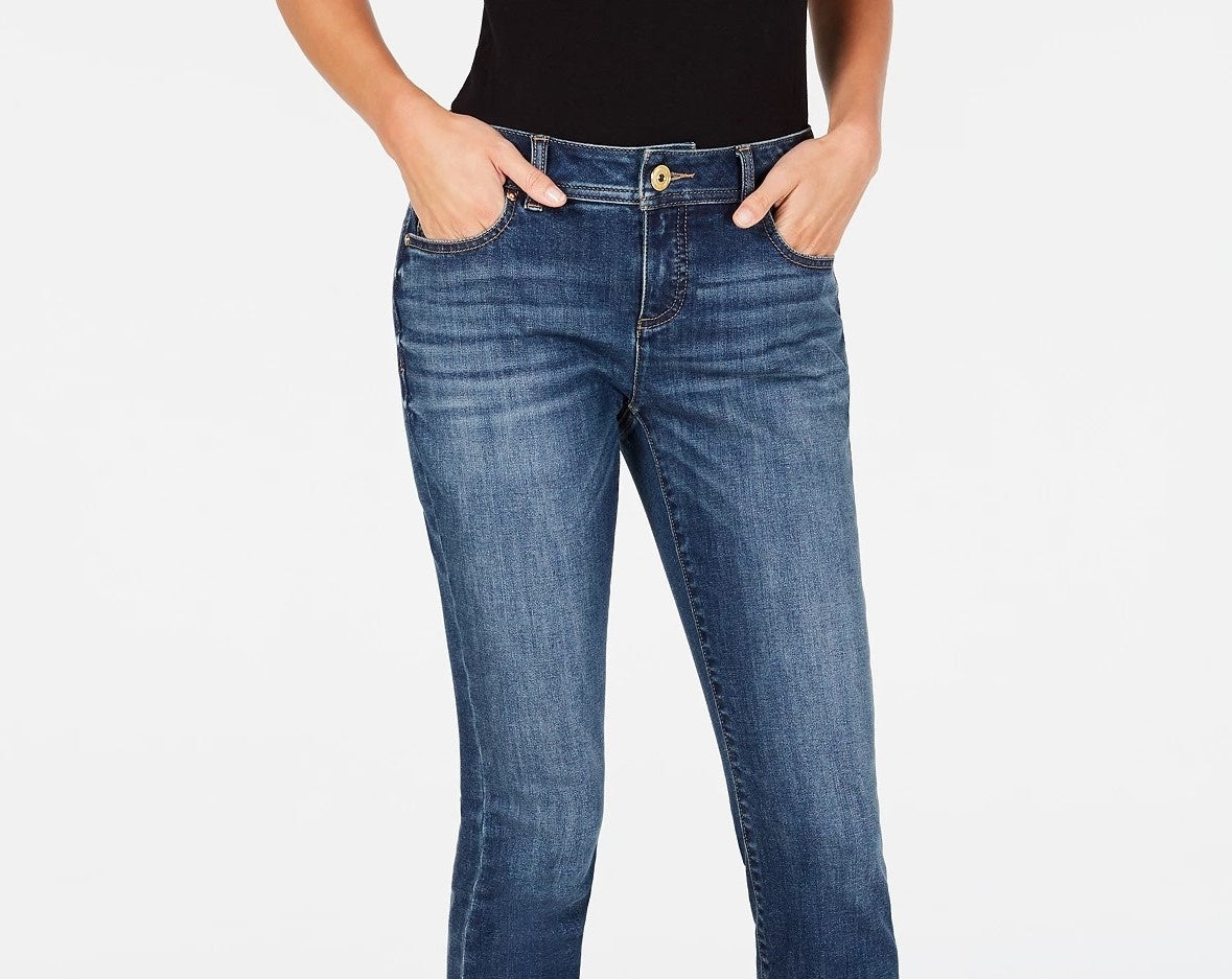 INC International Concepts Women's Petite Tummy-Control Skinny Jeans Blue Size 10 P