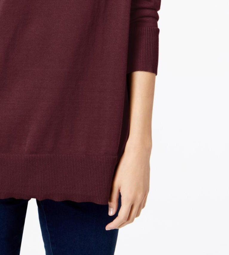 Maison Jules Women's Crewneck 3/4-Sleeve Sweater Wine Size Medium