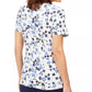 Karen Scott Women's Printed Henley Top Yellow Size X-Small