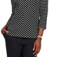 Karen Scott Women's Striped V-Neck Top Black Size Medium