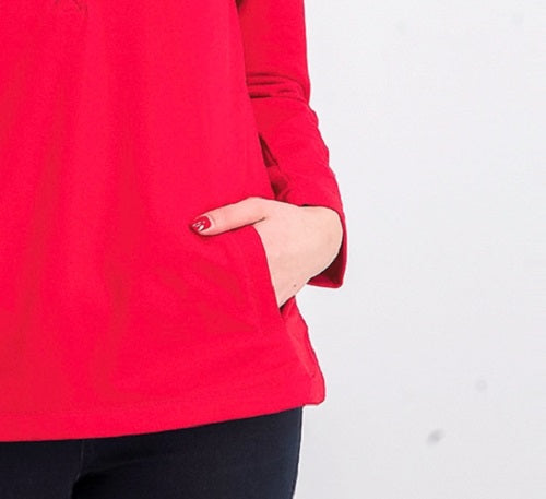 Karen Scott Women's Sport Mock-Neck Vented-Hem Top Bright Red Size Small