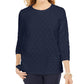 Karen Scott Women's Sport Textured-Dot 3/4-Sleeve Top Blue Size Medium