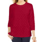 Karen Scott Women's Textured Dot Sweatshirt Red Size Petite Medium