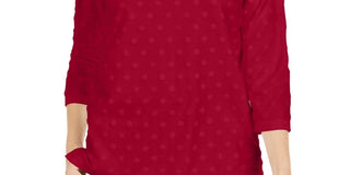 Karen Scott Women's Textured Dot Sweatshirt Red Size Petite Medium