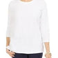 Karen Scott Women's Textured Dot Sweatshirt White Size Petite Medium