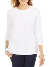 Karen Scott Women's Textured Dot Sweatshirt White Size Petite Medium