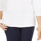 Karen Scott Women's Textured Dot Sweatshirt White Size Petite Medium