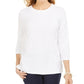 Karen Scott Women's Textured Dot Sweatshirt White Size Petite Small