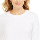 Karen Scott Women's Textured Dot Sweatshirt White Size Petite Small