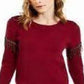 Alfani Women's Embellished Fringe Sweater Wine Size Large