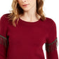 Alfani Women's Embellished Fringe Sweater Wine Size Medium