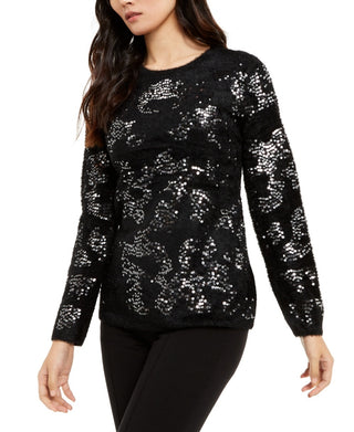 Alfani Women's Embellished Eyelash Sweater Black Size Small