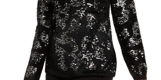Alfani Women's Embellished Eyelash Sweater Black Size Small
