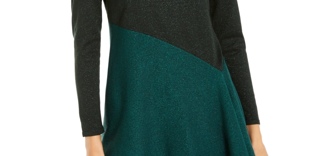 Alfani Women's Asymmetrical Colorblocked Shimmer Top Green Size XX-Large